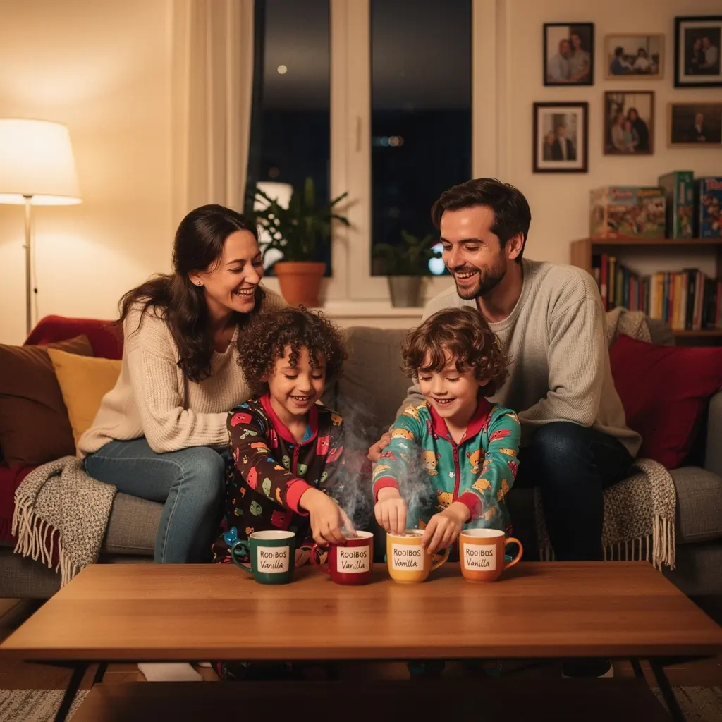 Finom, édes rooibos tea, amely egy elegáns pohárban mutatkozik be.
